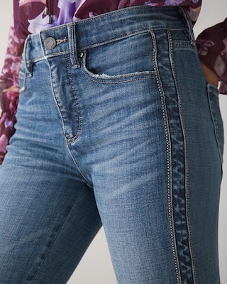 Petite High-Rise Everyday Soft Denim™ Novelty Side Stripe Slim Ankle Jeans click to view larger image.