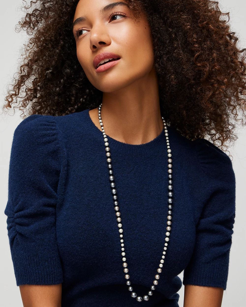 Grey Pearl SS Long Necklace