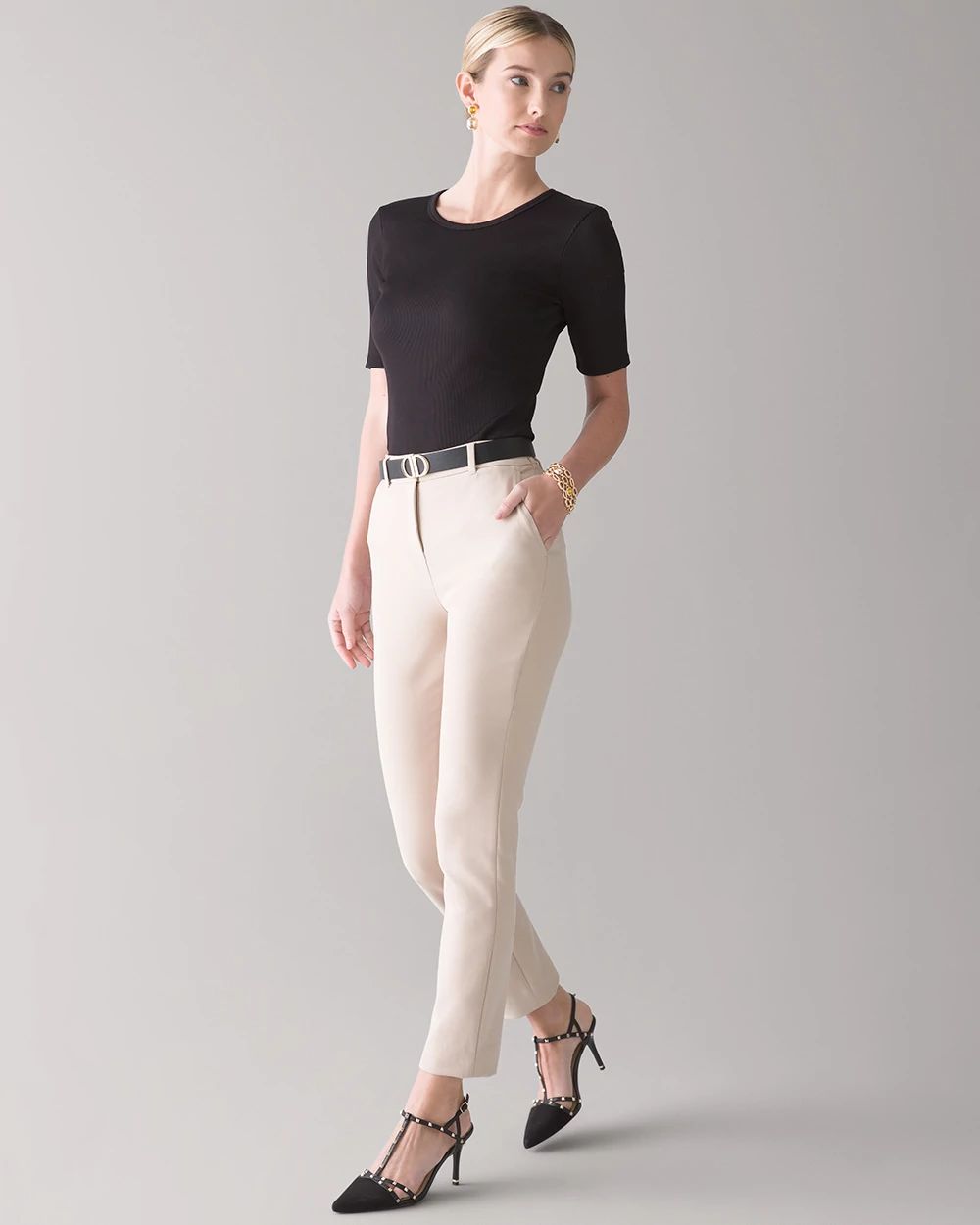 WHBM® Elle Slim Ankle Comfort Stretch Pants click to view larger image.