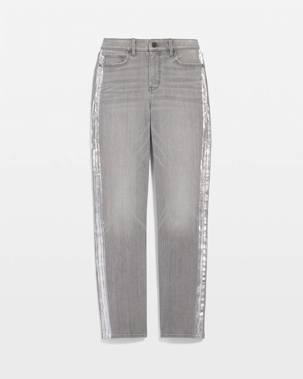 Foil Stripe Straight Jeans
