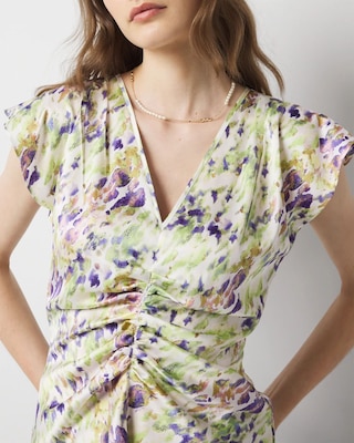 Ruched Front Flutter Sleeve Shell Top click to view larger image.