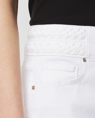 Petite Braided Waist Denim A-Line Miniskirt click to view larger image.