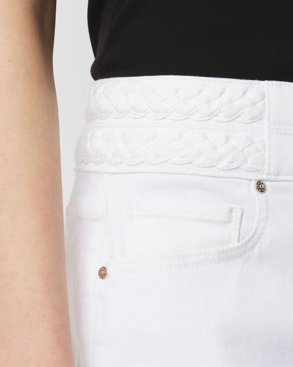 Petite Braided Waist Denim A-Line Miniskirt