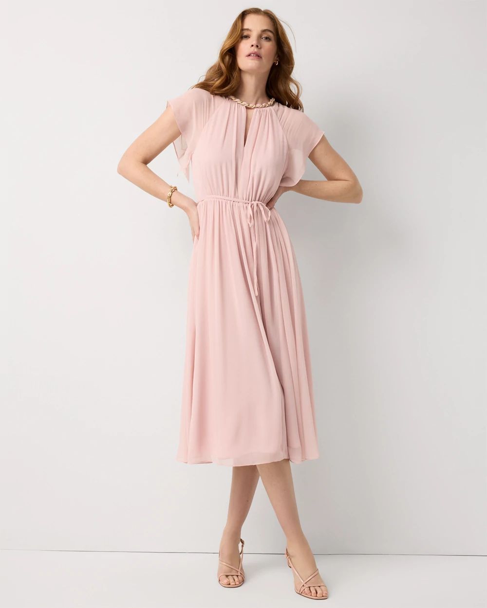 Chain + Keyhole Detail Midi Dress