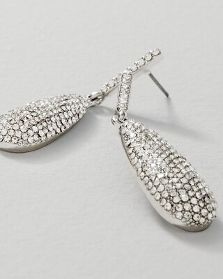 Pavé Silvertone Teardrop Earrings