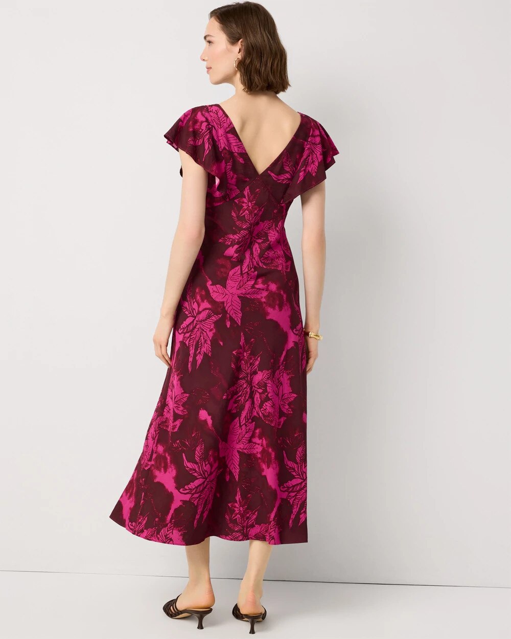 Petite Flutter Sleeve Slip Dress - image 4