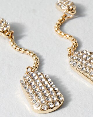 Pavé Goldtone Linear Drop Earrings