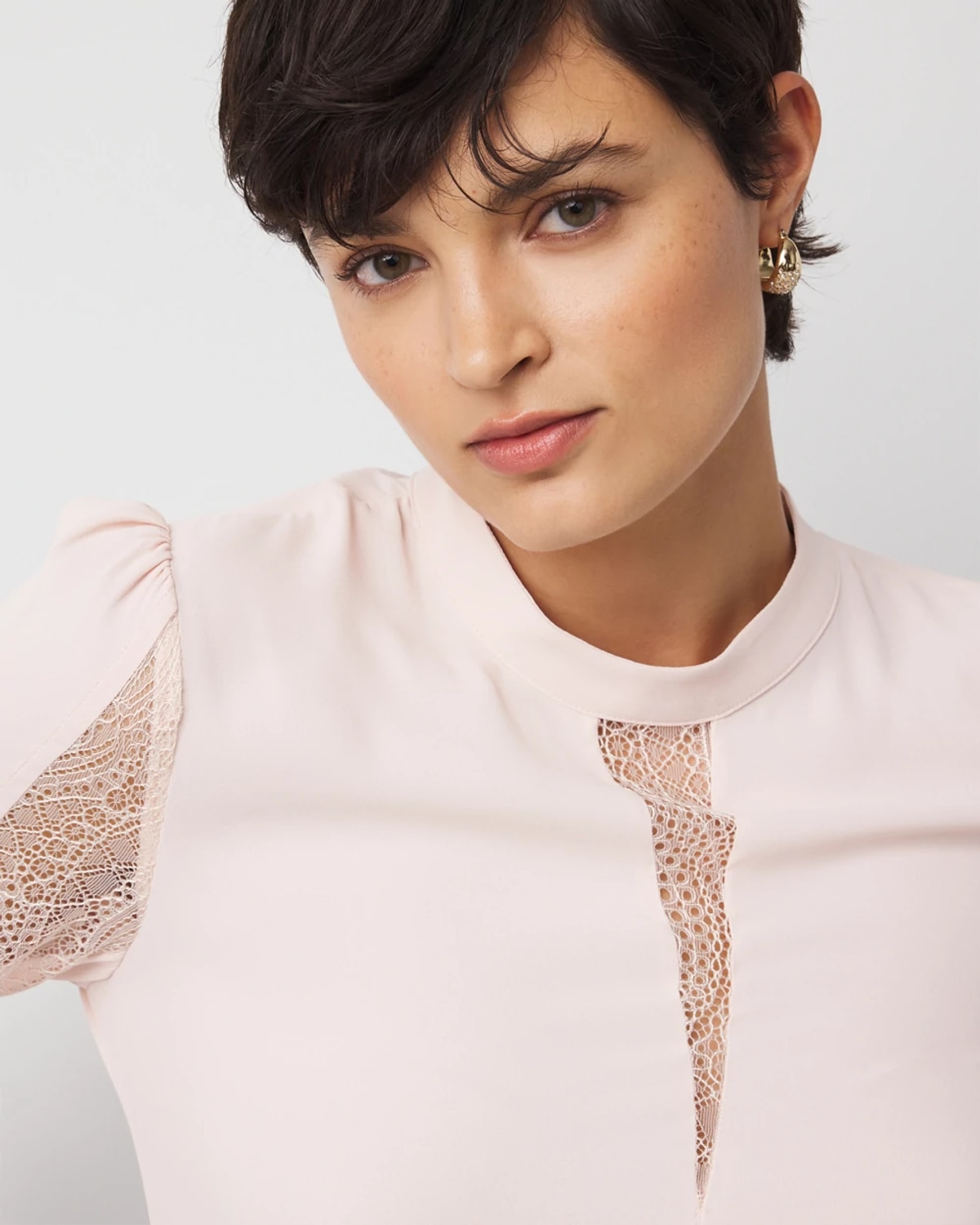 White House Black Market Lace + Crepe Blouse