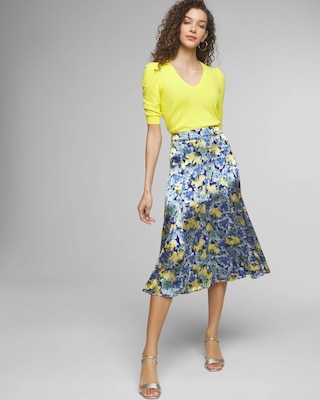 Petite Silk Burnout Midi Skirt