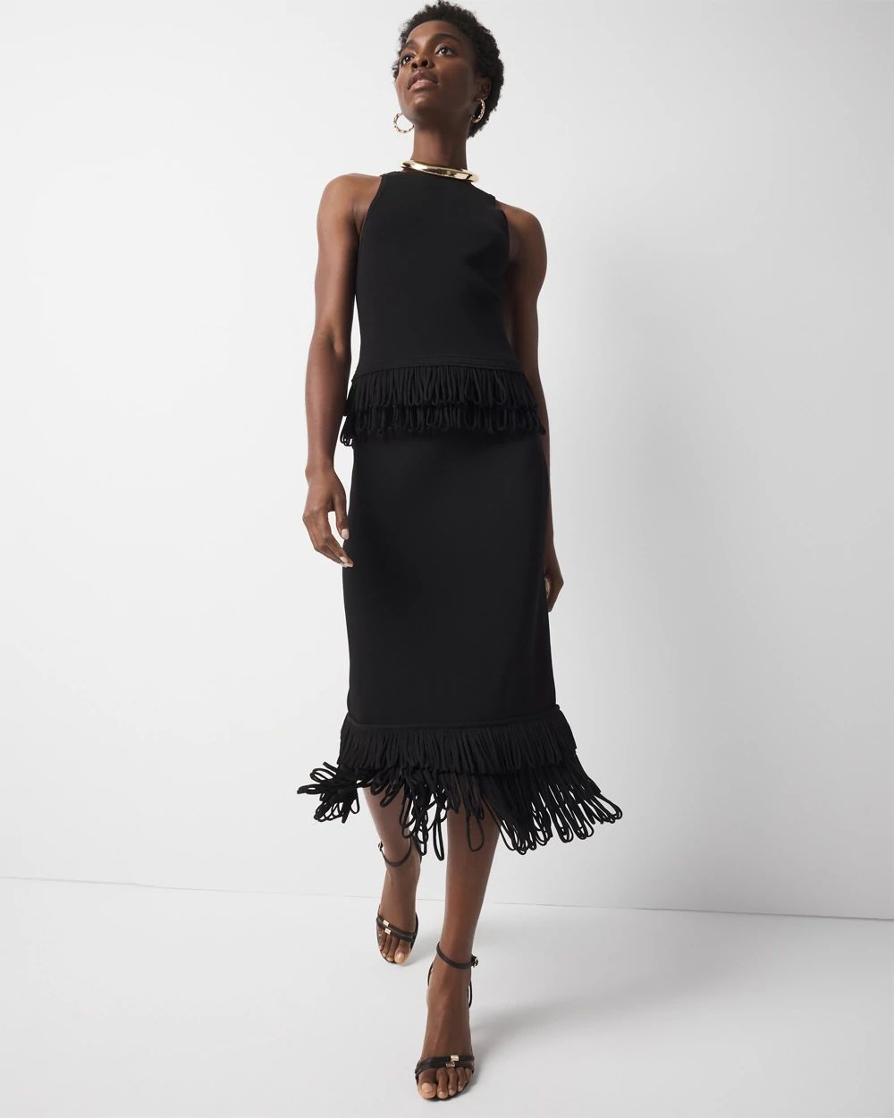 Fringe Hem Pencil Skirt