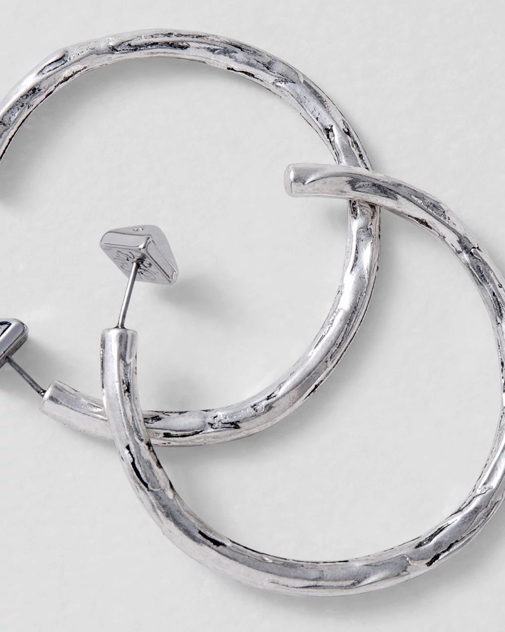 Textured Silvertone Hoop Earrings