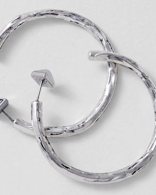 Textured Silvertone Hoop Earrings click to view larger image.