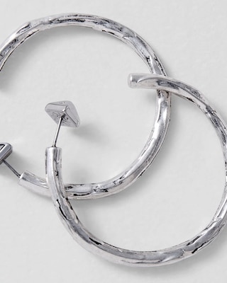 Textured Silvertone Hoop Earrings