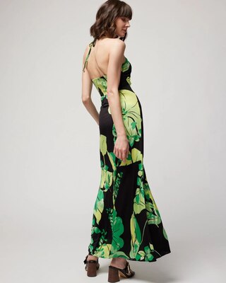 Tie-Neck Halter Maxi Dress