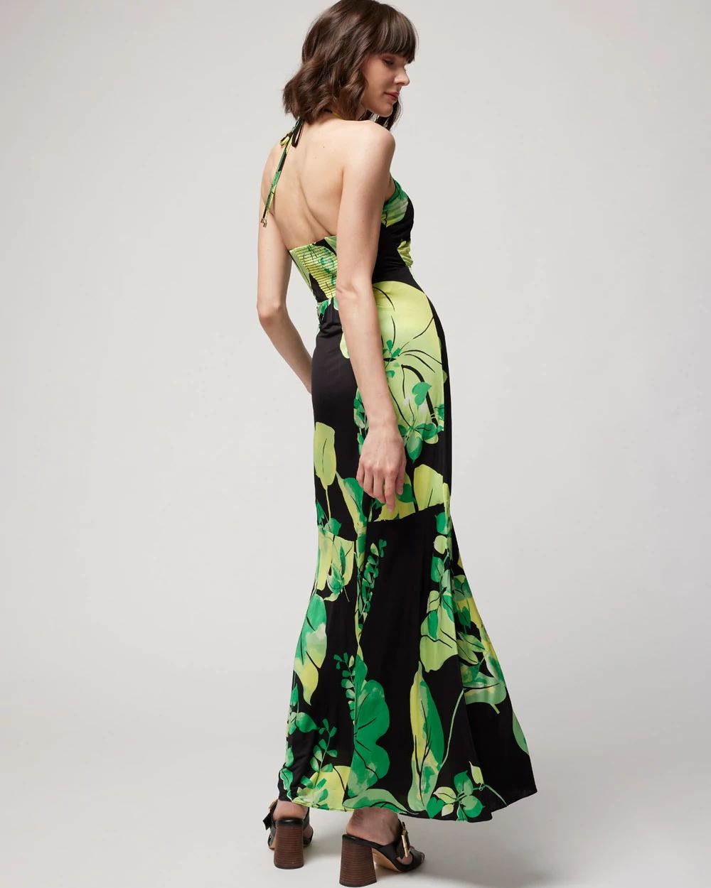 Tie-Neck Halter Maxi Dress