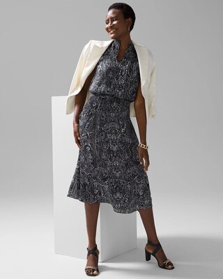Sleeveless Smocked Waist Ruffle Midi Dress
