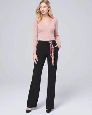 Scarf-Belt Wide-Leg Pants