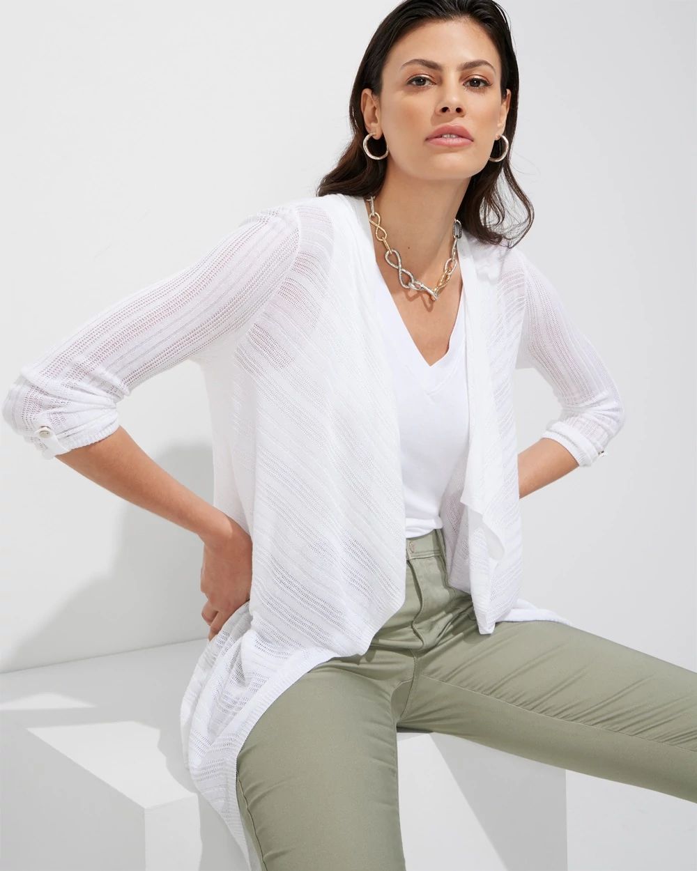 Outlet WHBM 3/4-Sleeve Airy Cascade Cardi