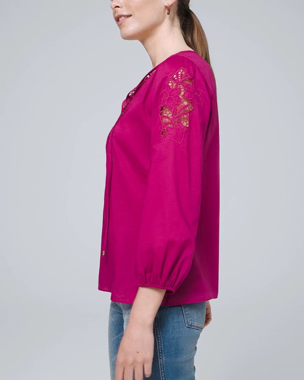 Petite Floral Cutout Top