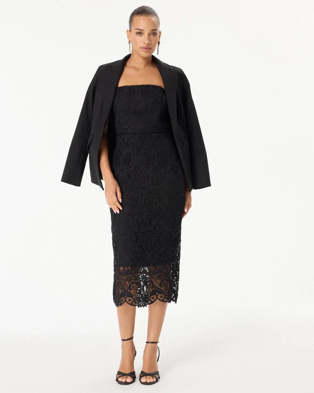 Strapless Lace Midi Dress click to view larger image.