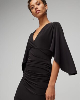3/4 Flutter Sleeve Matte Jersey Mini Dress