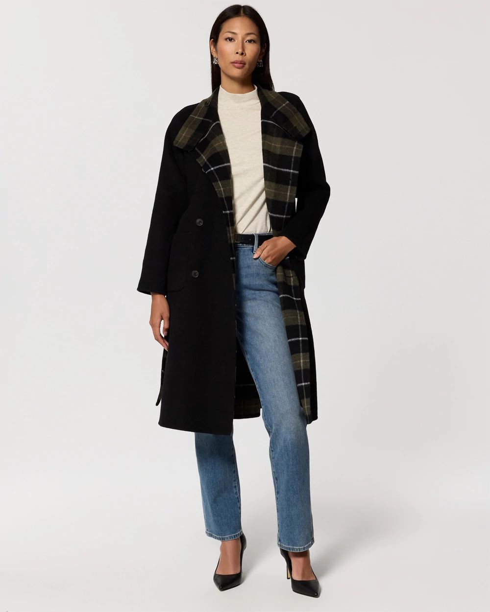 Reversible Wool-Blend Melton Coat