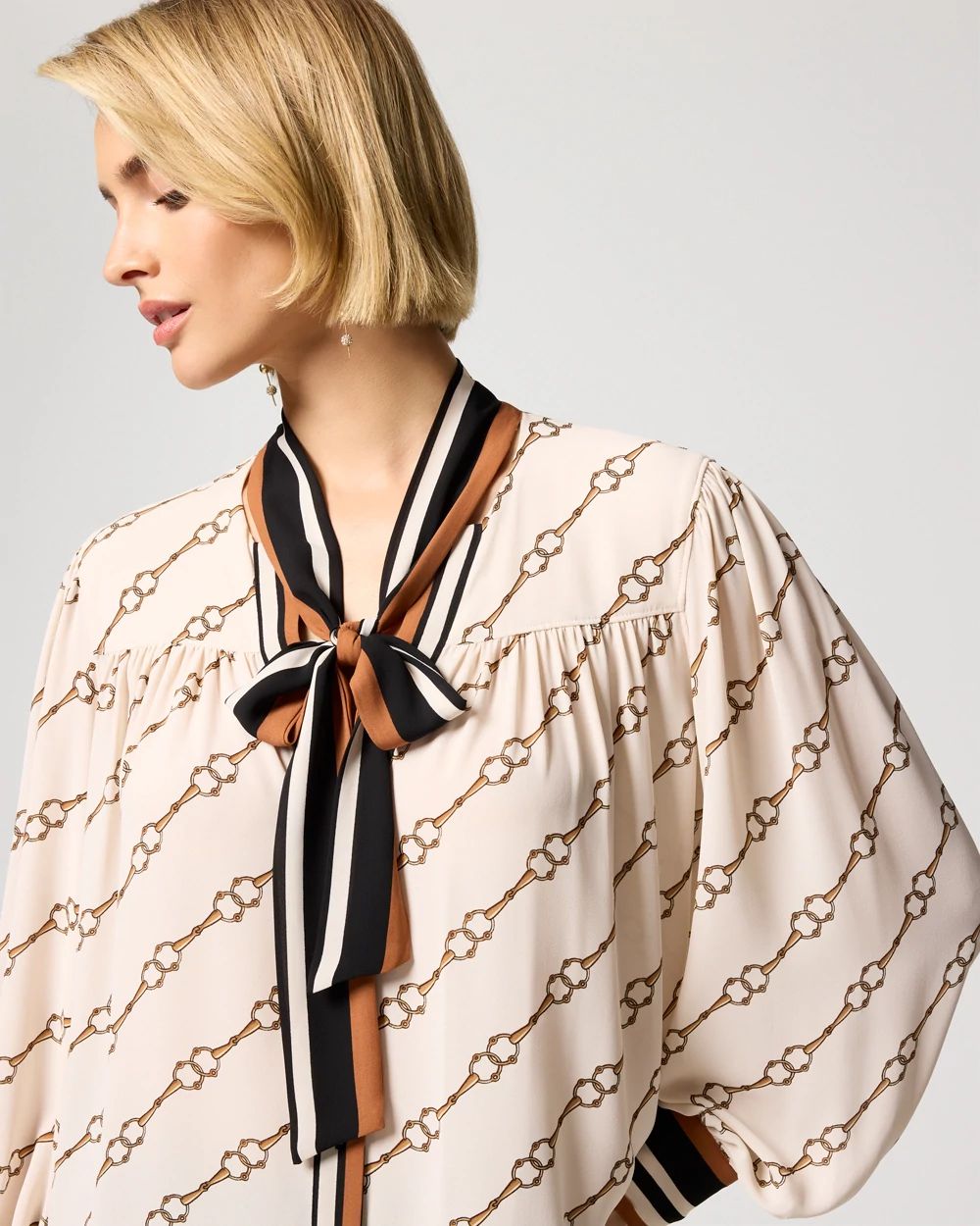 Tie Neck Crepe Blouse click to view larger image.