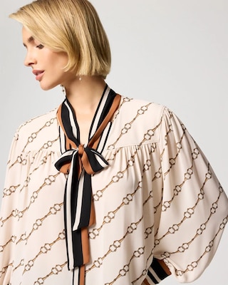 Tie Neck Crepe Blouse click to view larger image.