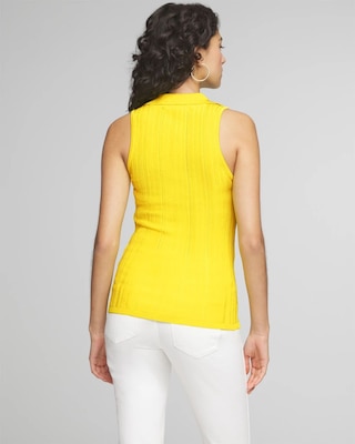 Half Zip Rib Halter Sweater Tank