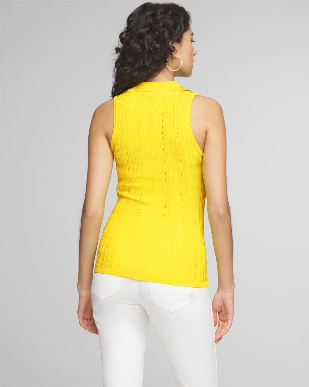 Half Zip Rib Halter Sweater Tank