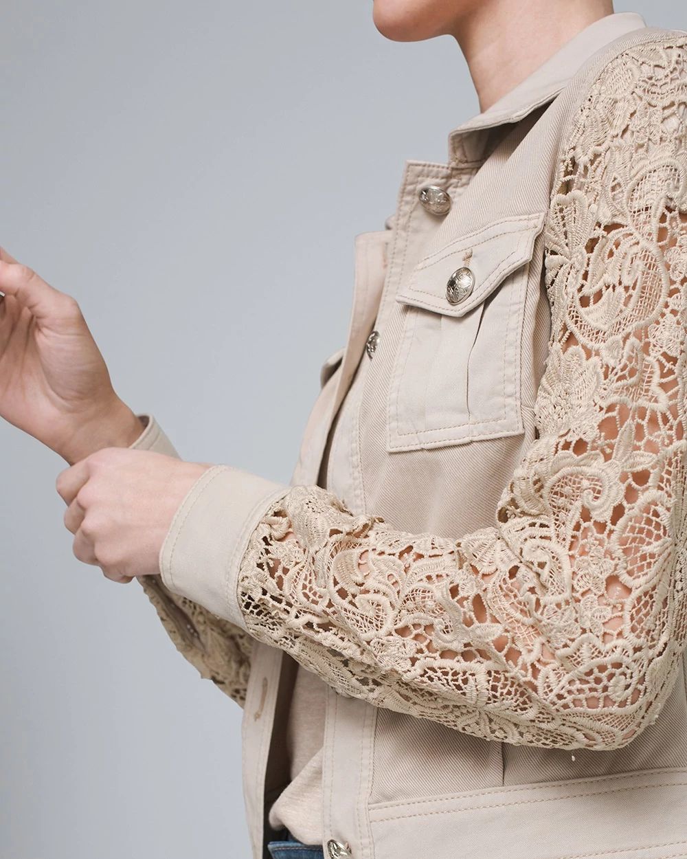 Lace-Sleeve Utility Jacket