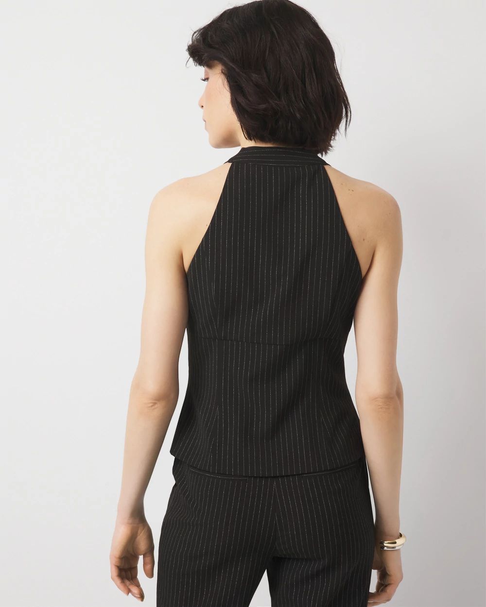 Pinstriped Hook & Eye Halter Top