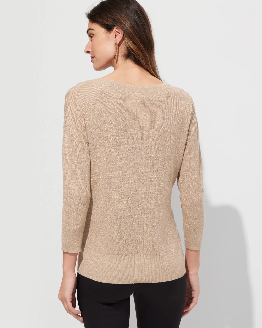 Outlet WHBM Long Sleeve V-Neck Stitch Pullover