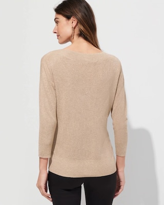 Outlet WHBM Long Sleeve V-Neck Stitch Pullover click to view larger image.