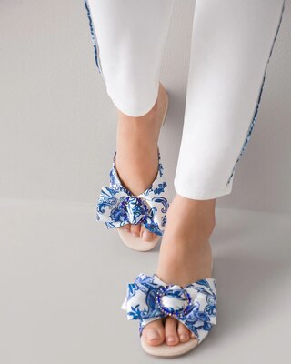 Paisley Print & Gem Bow Slide