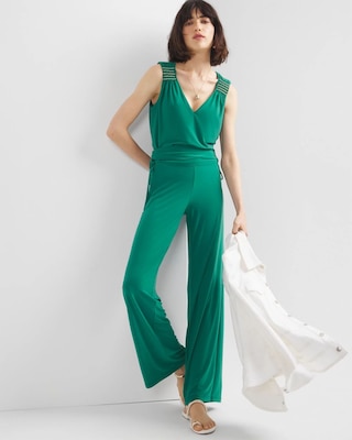 Ruched Waist Wide-Leg Pant click to view larger image.