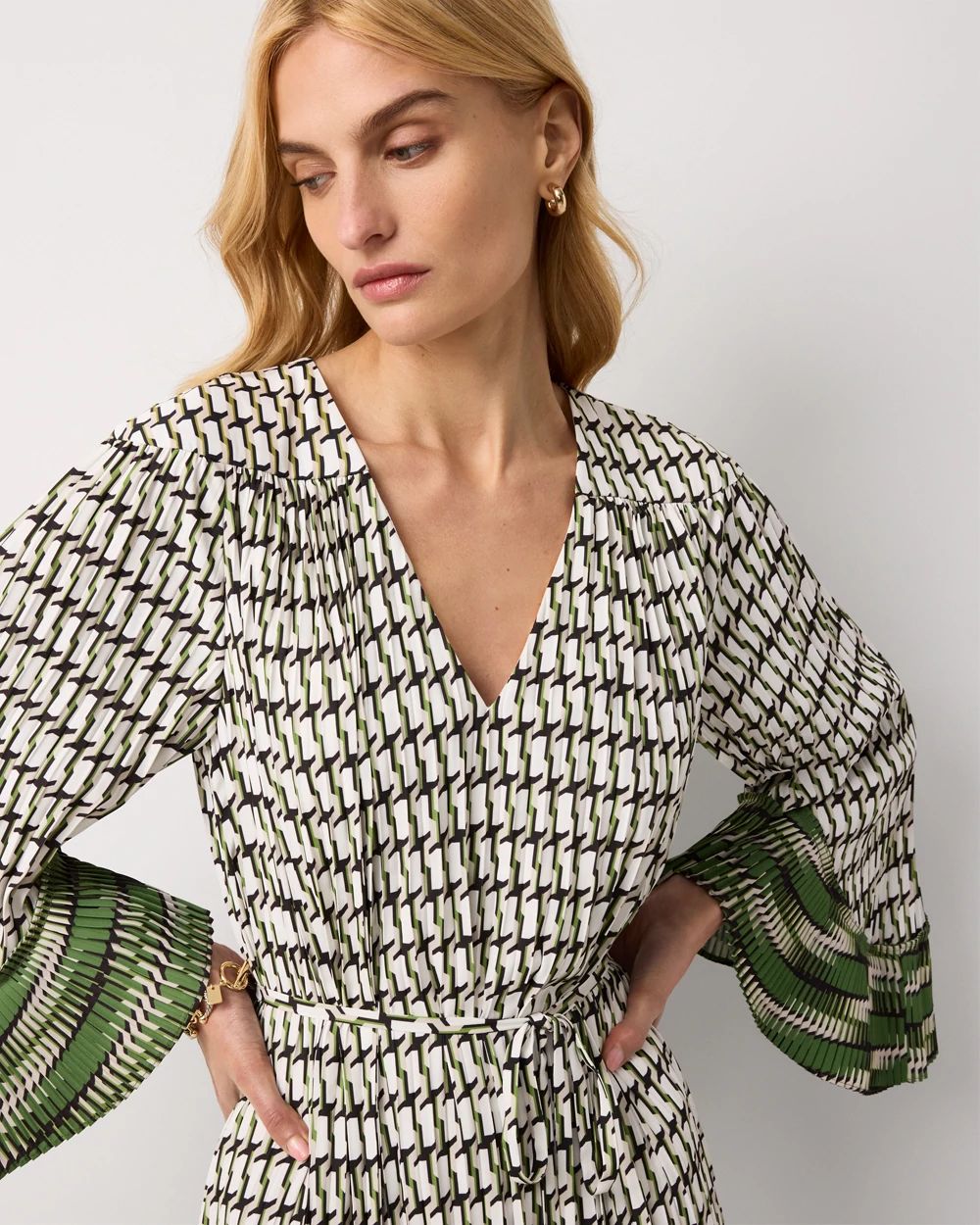 Flutter Sleeve Crepe Dress