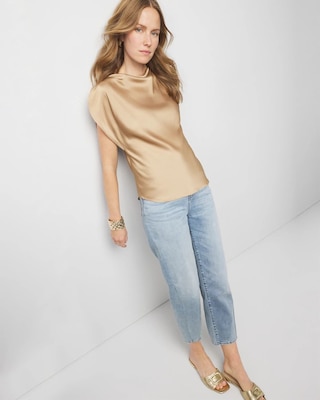 Satin Petal Sleeve Blouse click to view larger image.