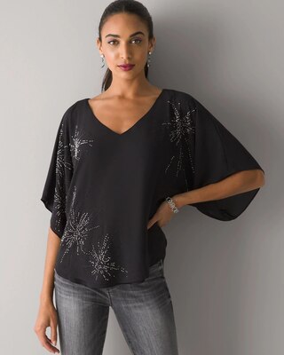 Embellished Kimono Sleeve Blouse