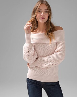 Off-the-Shoulder Cable Knit Sweater