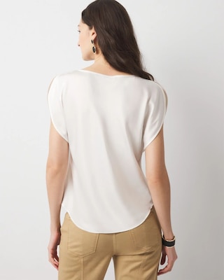 Satin Petal Sleeve Blouse click to view larger image.