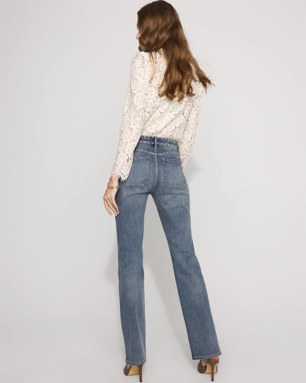 Studded High Rise Bootcut Jean
