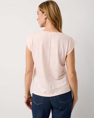 Crochet Detail V-neck Tee click to view larger image.