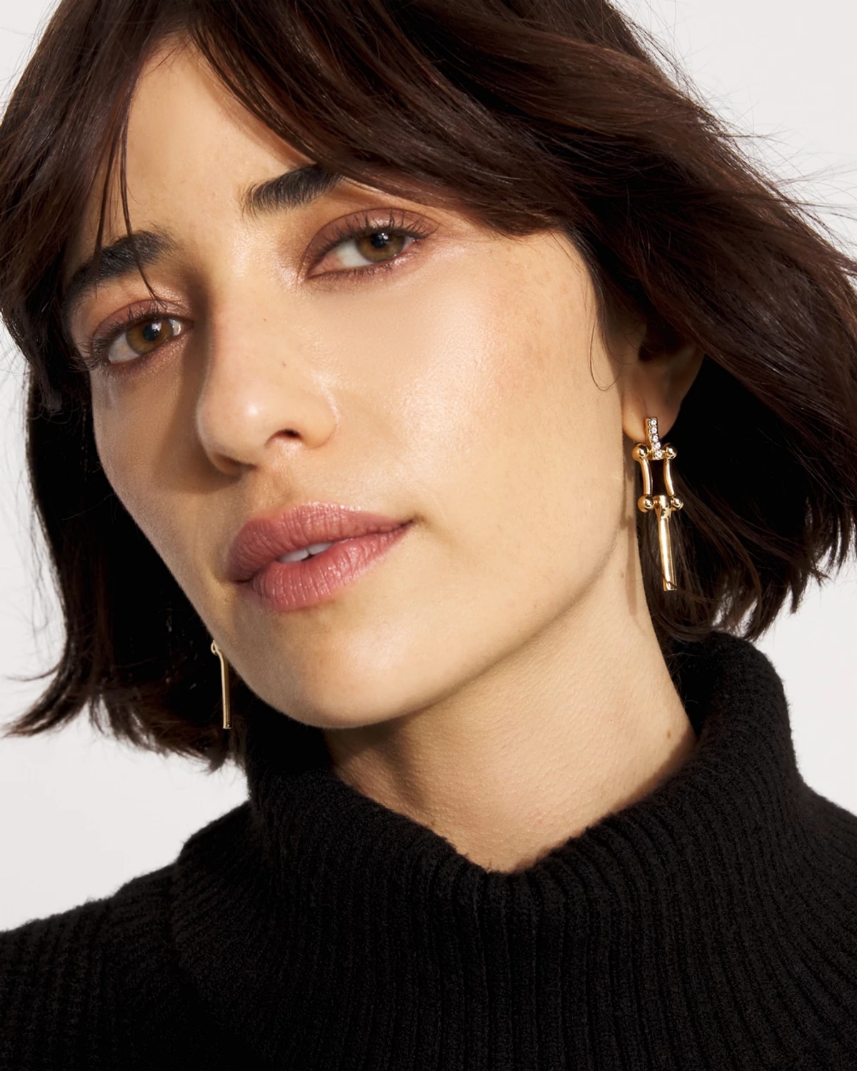 White House Black Market Pave Links Earrings | In Gold