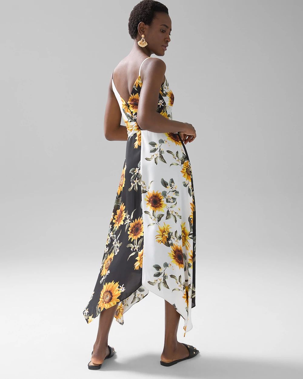 Sunflower Print Midi Dress click to view larger image.