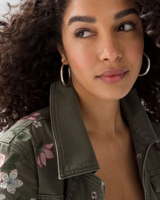 Textured Silvertone Hoop Earrings