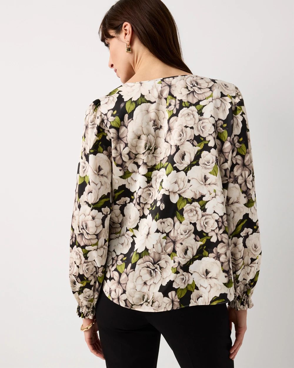 Ruffle Cuff Satin Blouse click to view larger image.