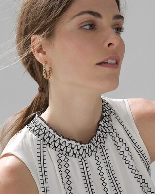 Goldtone Chain Hoop Earrings