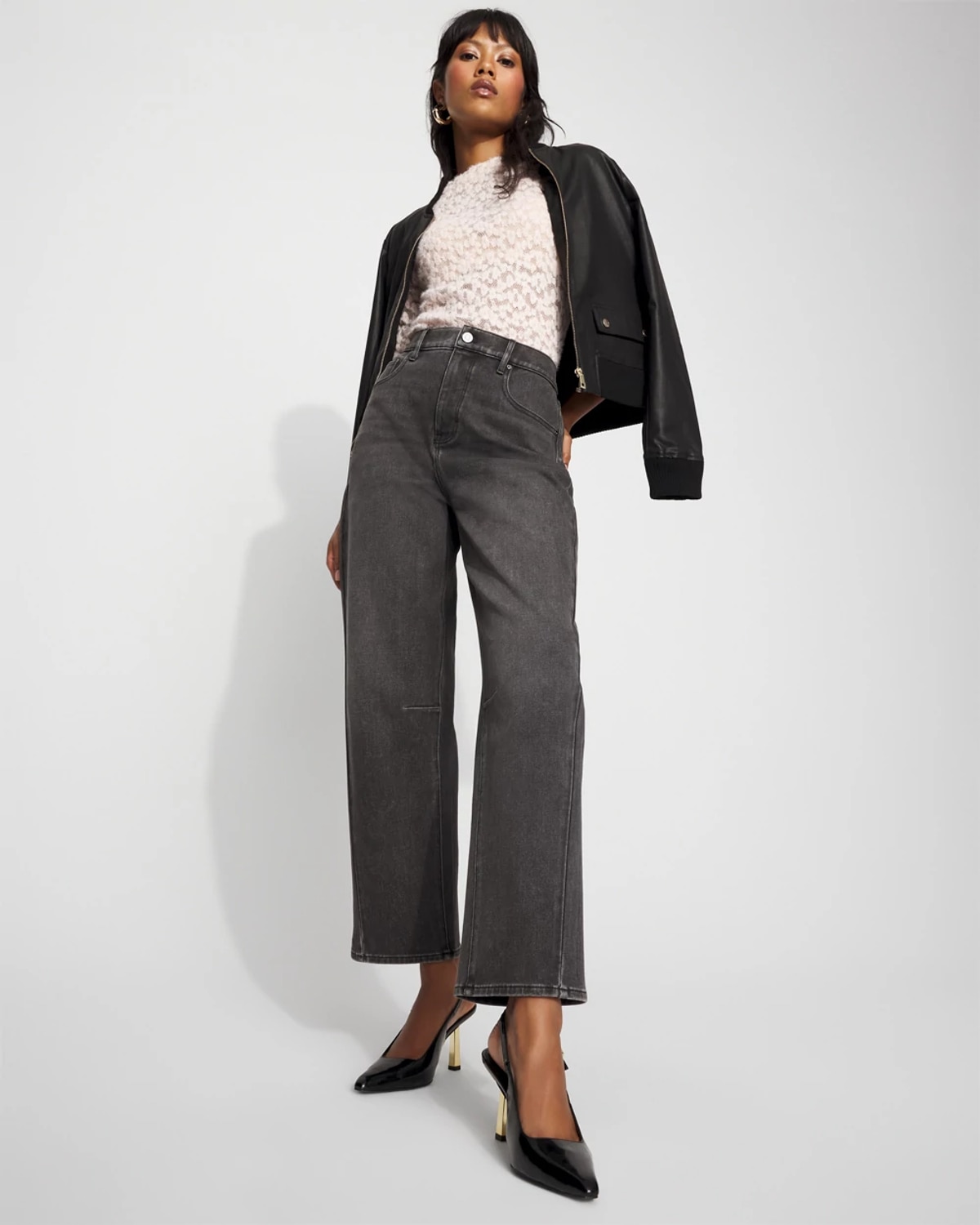 White House Black Market Petite Extra High-rise Barrel Jeans In Gray