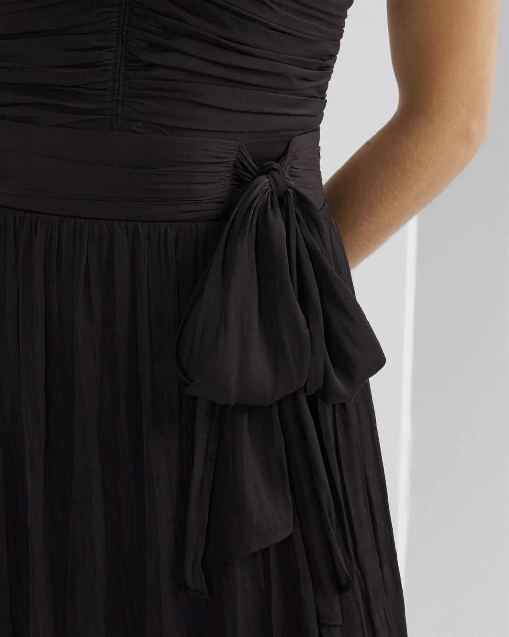 Strapless Pleated Tie-Waist Dress click to view larger image.